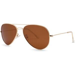 New Pro Acme Brown Gold Aviator Sunglasses Men Women Classic Polarized UV400